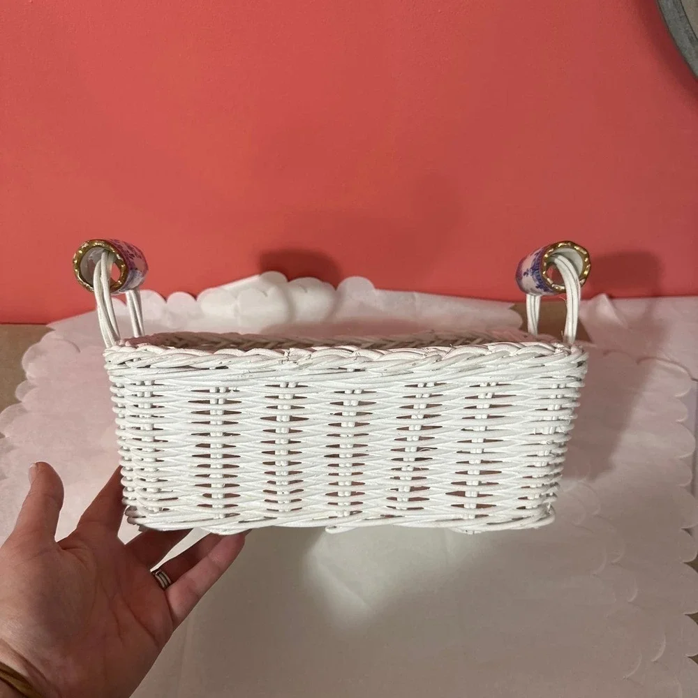 Vintage basket with porcelain handles